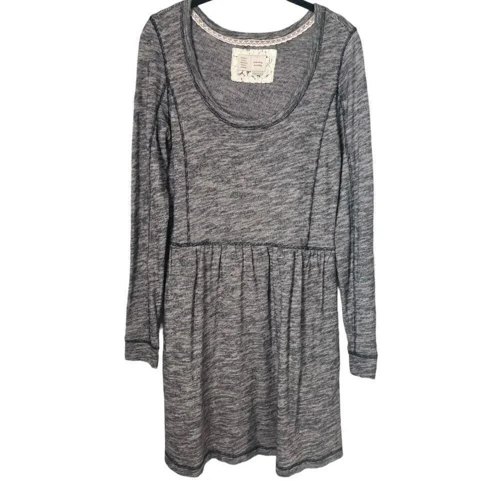 Anthropologie Saturday Sunday Dress Sz Small Long Sleeve Gray Space Dye Pockets